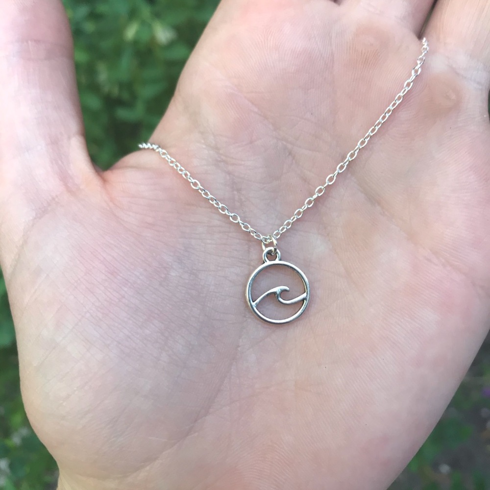 Wave Necklace with sterling silver chain